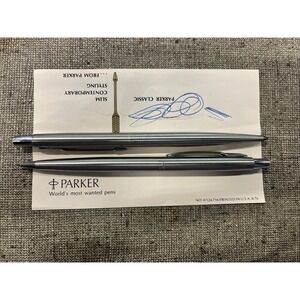 Parker Classic Flight Pen & Pencil Set‎ w/ Original Box Vintage As Is